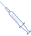 4 A blue line drawing of an injection needle.